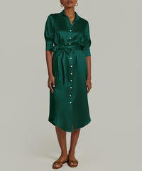 Emerald Silk Shirt Dress