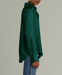 Emerald Silk Oversized Shirt