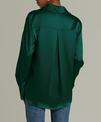 Emerald Silk Oversized Shirt