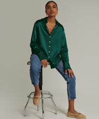 Emerald Silk Oversized Shirt