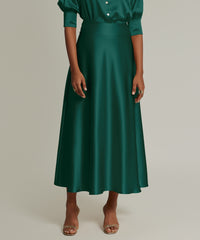 Emerald Silk Long Skirt