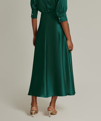 Emerald Silk Long Skirt