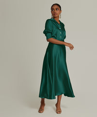 Emerald Silk Long Skirt
