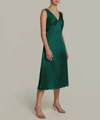 Emerald Silk Slip Dress