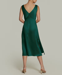 Emerald Silk Slip Dress