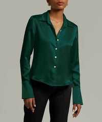 Emerald Silk Long-Sleeved Shirt