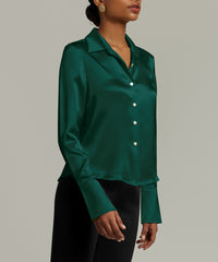 Emerald Silk Long-Sleeved Shirt