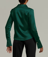Emerald Silk Long-Sleeved Shirt