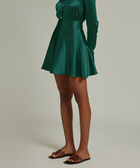 Emerald Silk Skater Skirt