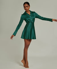 Emerald Silk Skater Skirt