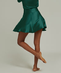 Emerald Silk Skater Skirt