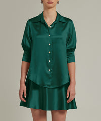Emerald Silk Short-Sleeved Shirt