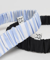 Blue Striped Elasticated Cotton Headband