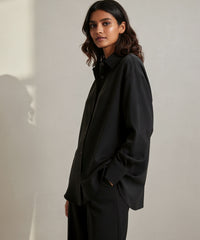 Black Scuba Knit Oversized Shirt