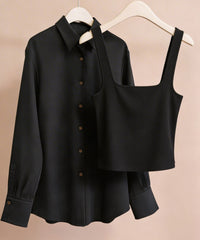 Black Scuba Knit Long Camisole
