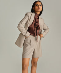 Tobacco Suiting Pleated Shorts
